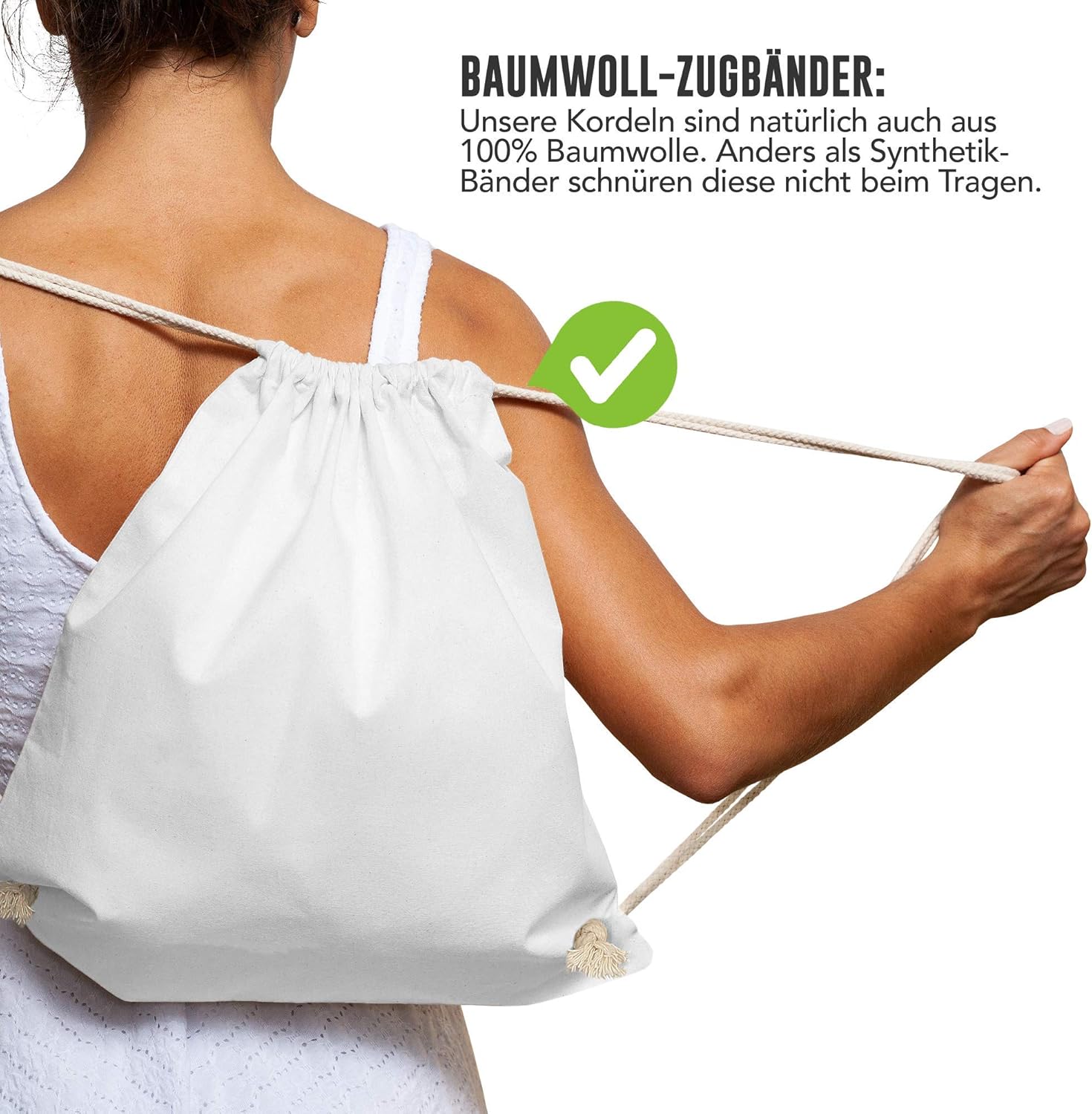 Pack of 25 Cotton Gym Bags, 38 x 42 cm, Sports Bag, Backpack, Fabric Bag, Cotton Bag, Jute Bag, Oeko-Tex® Certified Bag, Shopping Bag, Can Be Painted On – Bild 5