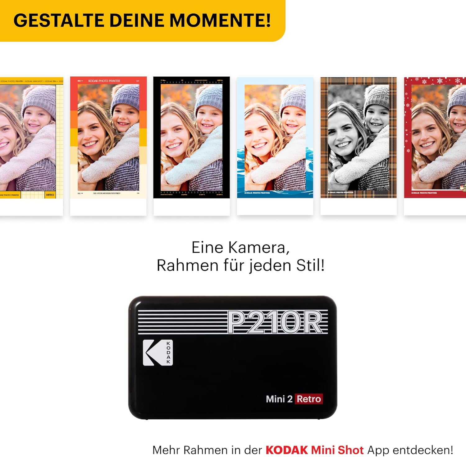 Kodak Mini 2 Retro Mobile Photo Printer for Smartphones, Mini Printer with Bluetooth, 54 x 86 mm, 38 Sheet Bundle, Black – Bild 5