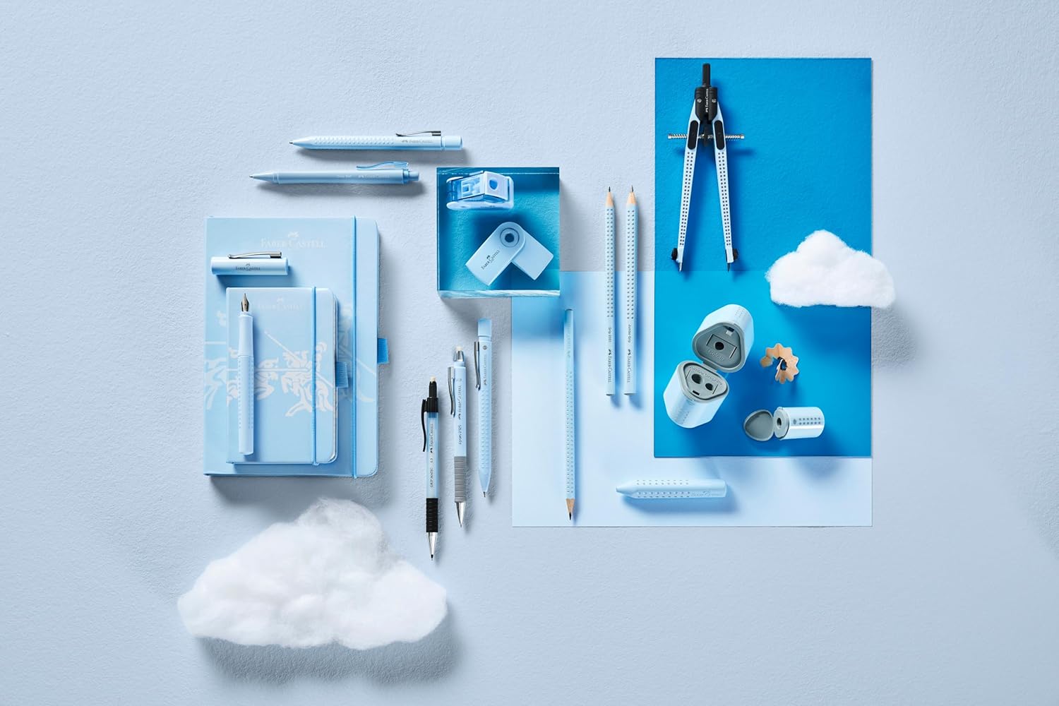 Faber-Castell 580084 Pencils Set Sky Blue 3-Piece with Jumbo Pencil B, Sharpener and Eraser – Bild 7