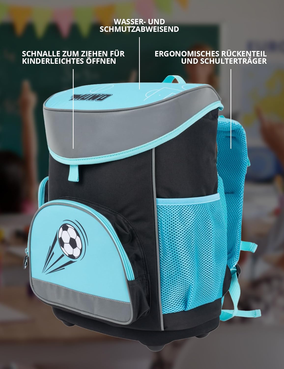 MUWO Children's School Bag Set of 5 Ergonomic Lightweight School Backpack with Sports Bag, Gym Bag, Pencil Case, Only 920 g, Space design – Bild 7