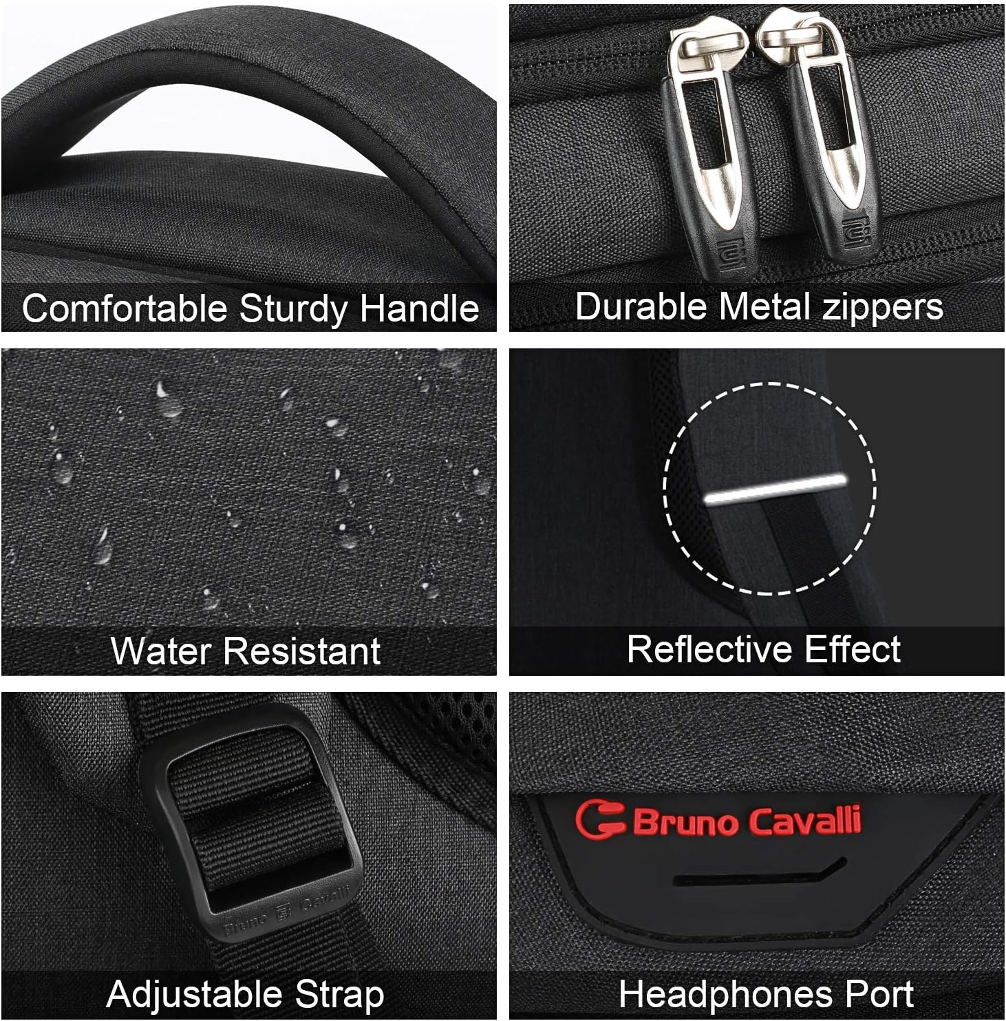 marcello Laptop Backpacks with USB Charging Port Men Women for Work School Uni School Backpack for Boys Teenagers with Laptop Compartment & Anti-Theft Bag, black, Modern – Bild 4