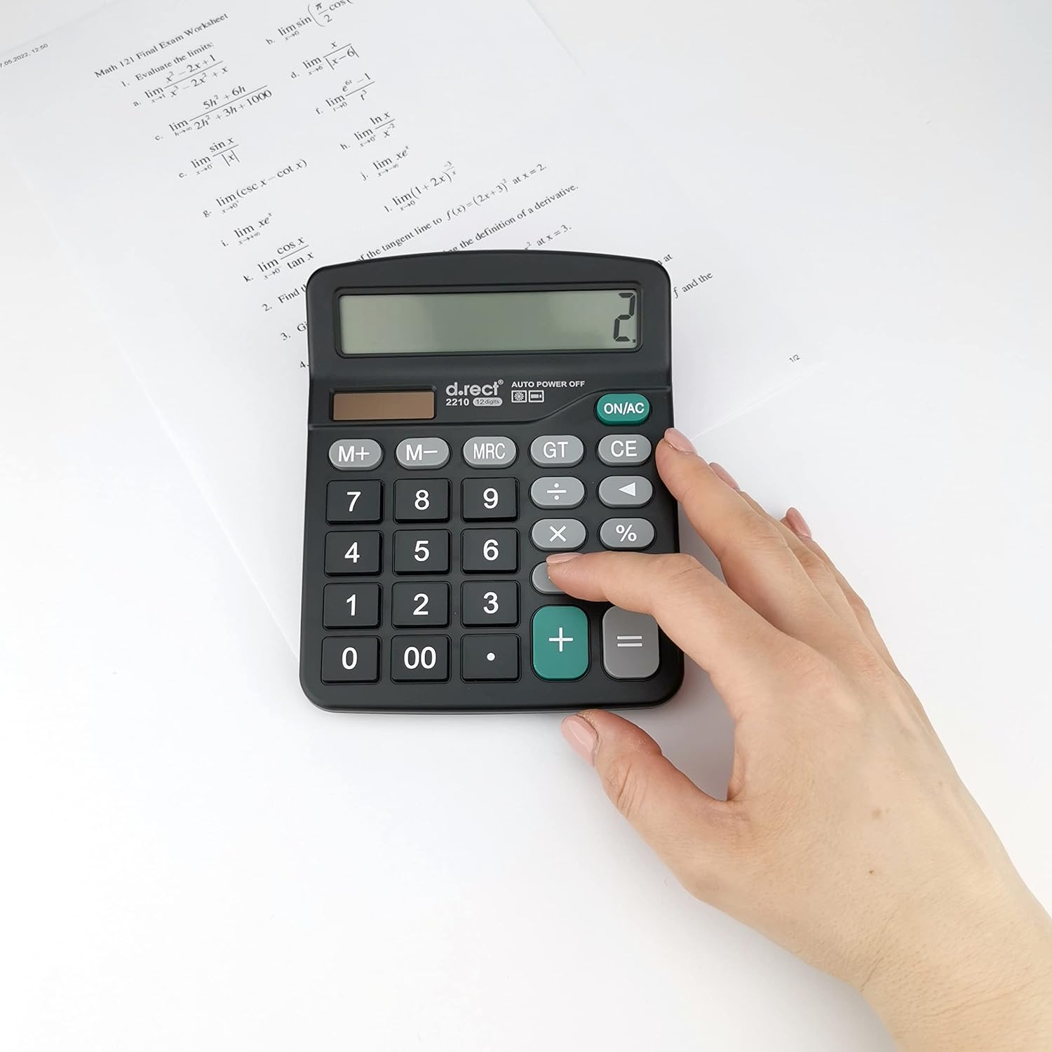D.RECT D.RECT 2210 Pocket Calculator Office Calculator Simple Calculator Dual Power (Solar and Battery) 12 Digits – Bild 5