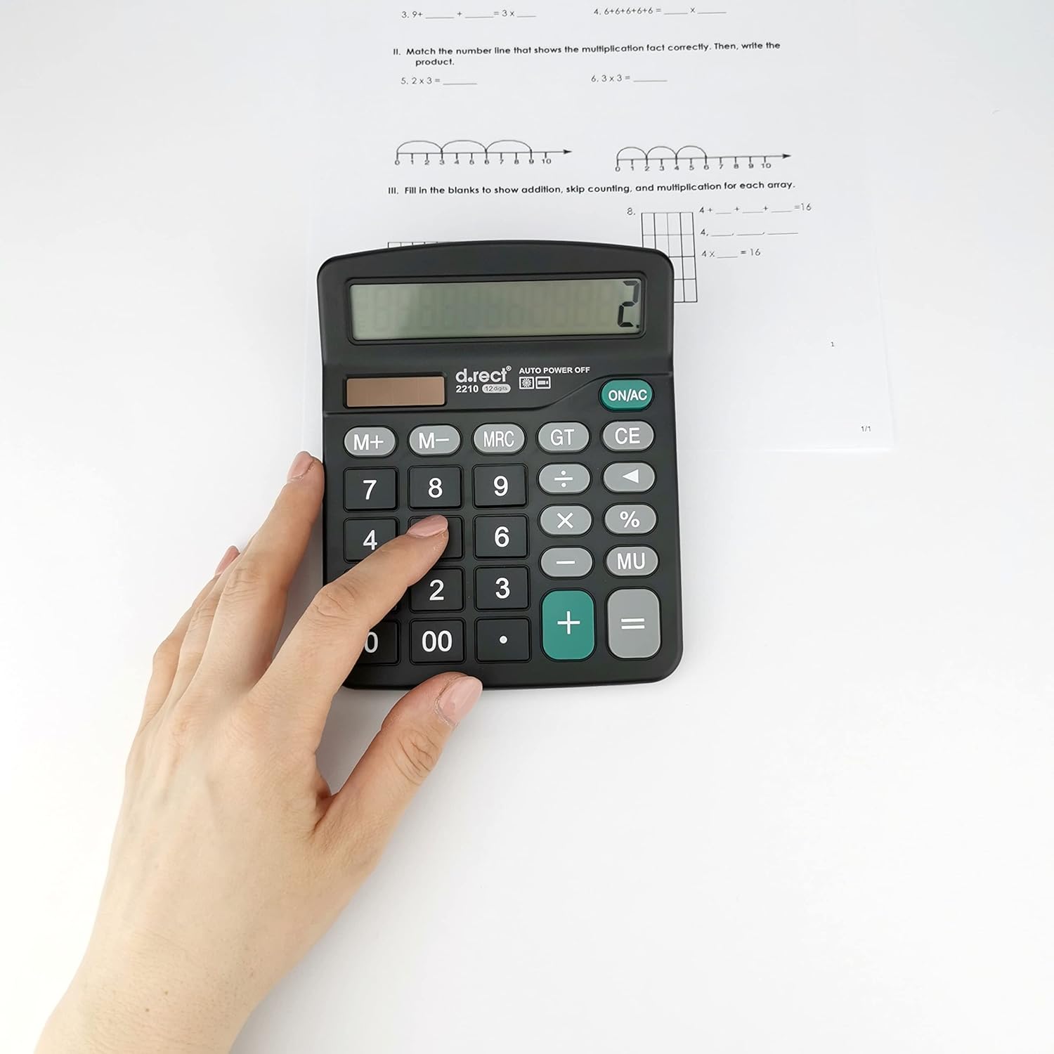 D.RECT D.RECT 2210 Pocket Calculator Office Calculator Simple Calculator Dual Power (Solar and Battery) 12 Digits – Bild 6