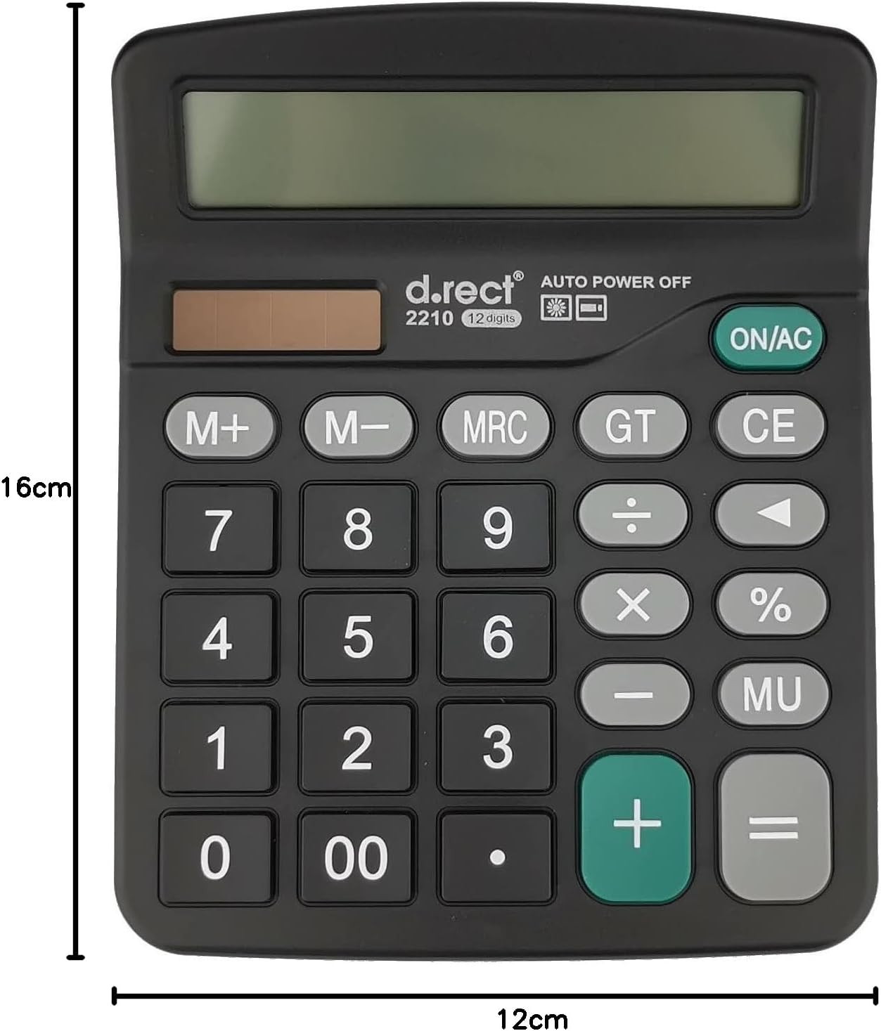 D.RECT D.RECT 2210 Pocket Calculator Office Calculator Simple Calculator Dual Power (Solar and Battery) 12 Digits – Bild 8