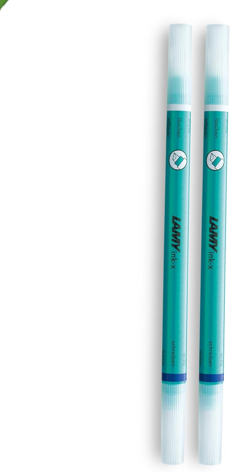 LAMY ink-x Set of 2 Tourmaline Ink Erasers Made of Plastic with Eraser Tip and Correction Tip Medium - Only for Erasing Royal Blue Ink