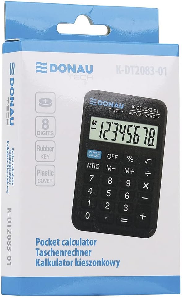 DONAU Tech Calculator / 8-Digit Root Function / 8.9 x 5.6 x 1.1 cm / Black / Calculator with 8-Digit Display / Battery Operated / Compact Design – Bild 6