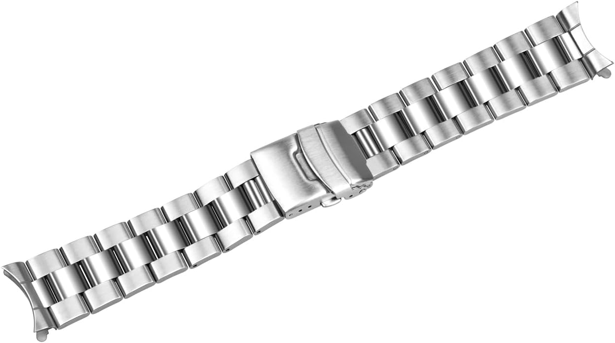 Juntan 20 mm 22 mm Stainless Steel Watch Strap Curved Ends Watch Straps Metal Bracelet Quick Release Replacement Strap for Men and Women Unfolding Buckle Black Silver – Bild 5