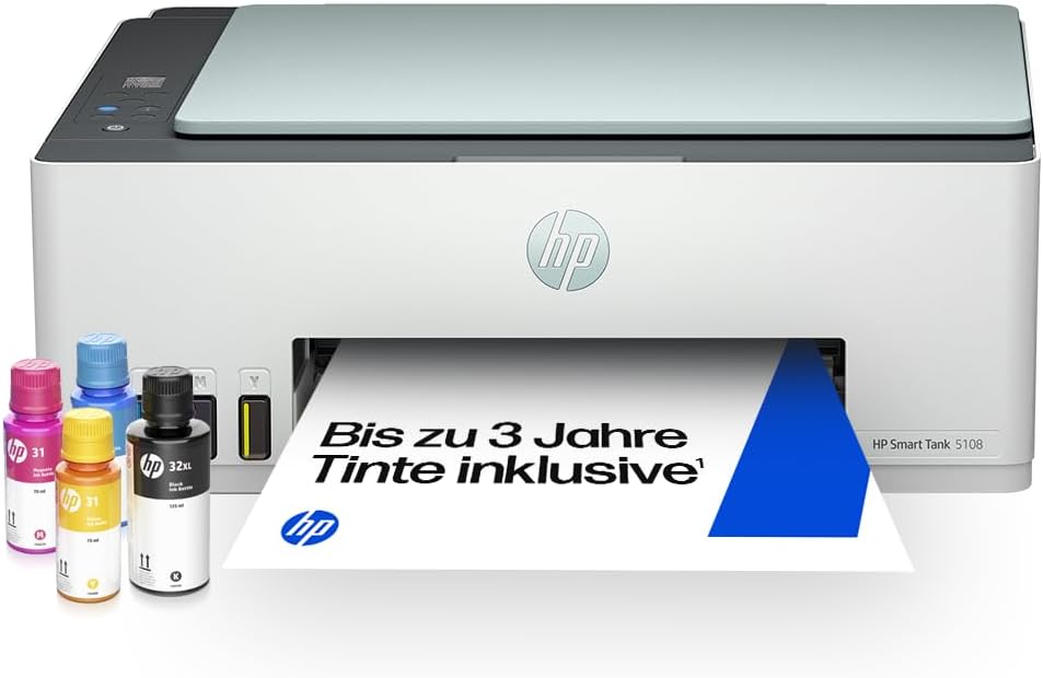 HP Smart Tank 5108 3-in-1 Multifunction Printer (Wi-Fi; Mobile Printing) - 3 Year Ink Included, 3 Year Warranty, Large Ink Tank, High Yield, High Quality Printing