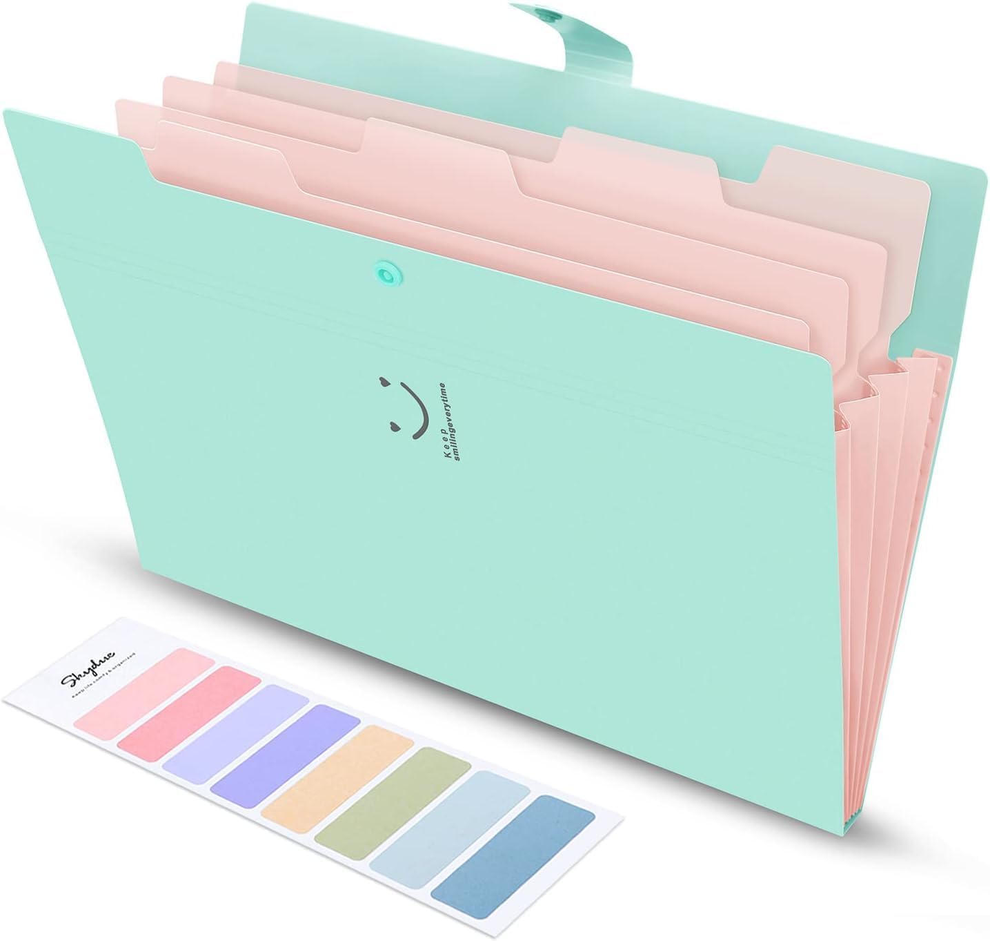 SKYDUE A4 Document Folder, Expanding Folder A4 with Compartments, Post Folder Organiser Folder A4, Organiser Folder 4 for Home, Office, School and Travel, Back to School (Green) – Bild 2