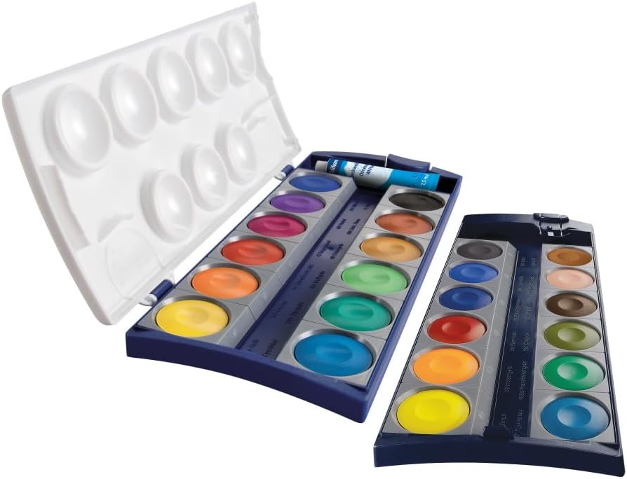 Pelikan K24 720631 Paint Box 24 Quality Colours and 1 Tube Opaque White, 7.5 ml, in Accordance with DIN 5023