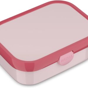 Mepal - Children's Campus Lunch Box - Bento Box - Children's Lunch Box with Compartments and Fork - Meal Prep Box with Clip Closure - BPA Free and Dishwasher Safe - 750 ml - Cool Pink