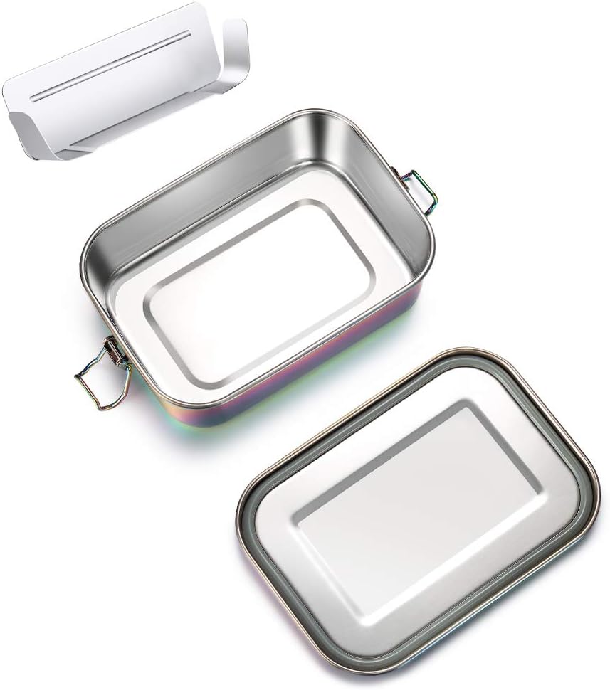 G.a HOMEFAVOR Stainless Steel Bento Box Leak-Proof Metal Lunch Box 800 ml with Removable Divider Galvanised Rainbow Colour Lunch Box – Bild 4