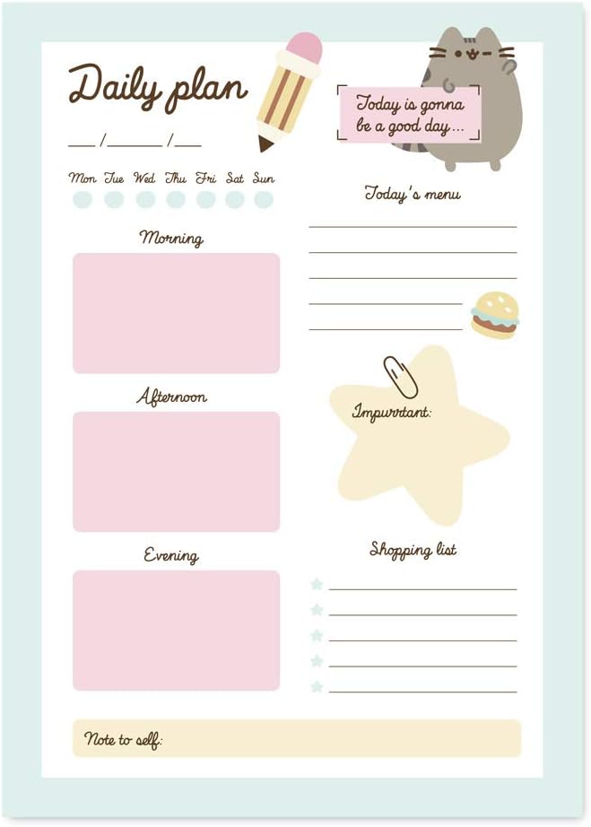 Grupo Erik Daily Planner Pad A5 - Diary A5 Pusheen Foodie Collection Calendar A5 Planner A5 - Desk Calendar without Date
