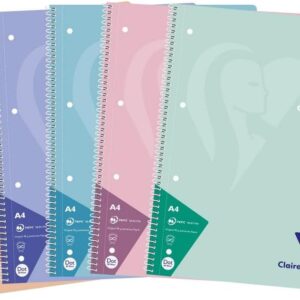 Clairefontaine 306253C Pack of 5 Notebooks / College Notepads, DIN A4, 80 Sheets 90 g Dot/Dot Squared, Assorted Pastel Colours, 1 Pack