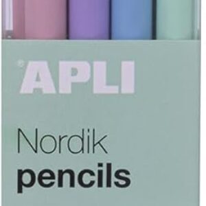 APLI Pack of 8 Pastel Graphite Pencils HB with Eraser 18824