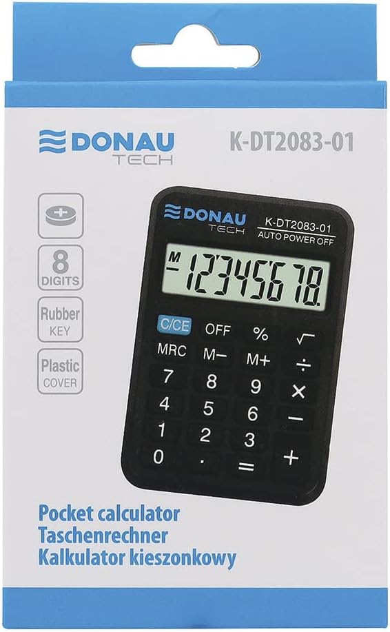 DONAU Tech Calculator / 8-Digit Root Function / 8.9 x 5.6 x 1.1 cm / Black / Calculator with 8-Digit Display / Battery Operated / Compact Design – Bild 5