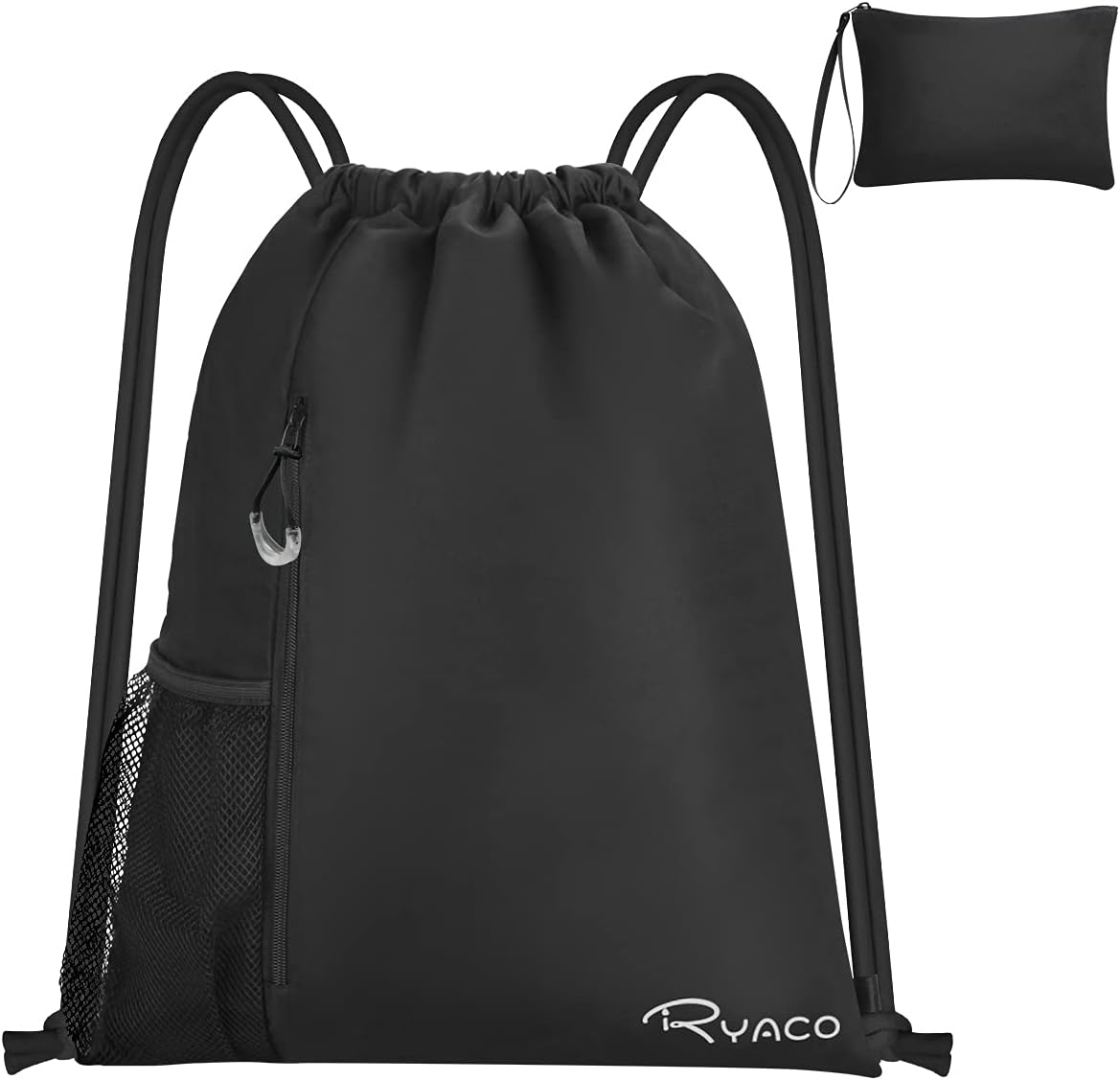 Ryaco Gym Bag Waterproof Drawstring Backpack Swimming Sports Bag with Outer Zip Pocket Water Cup Net Package Dry and Wet Separation for School Sports Swimming