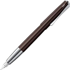 LAMY Studio Dark Brown Fountain Pen – Universal Fountain Pen in Elegant All-Metal Housing – 14 Carat Gold Nib, Partially Platinum Plated & in Line Width EF – Includes Lamy T 10 Blue Ink Cartridge