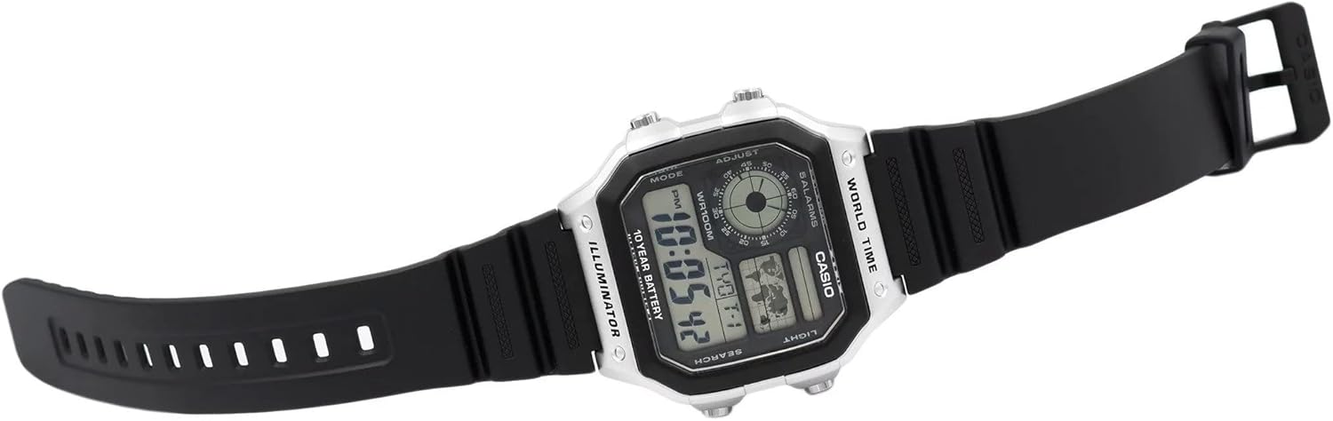 Casio - Watch AE-1200WH-1CVEF - Men's Watch - Waterproof - Digital - with Elastic Band - Black – Bild 3