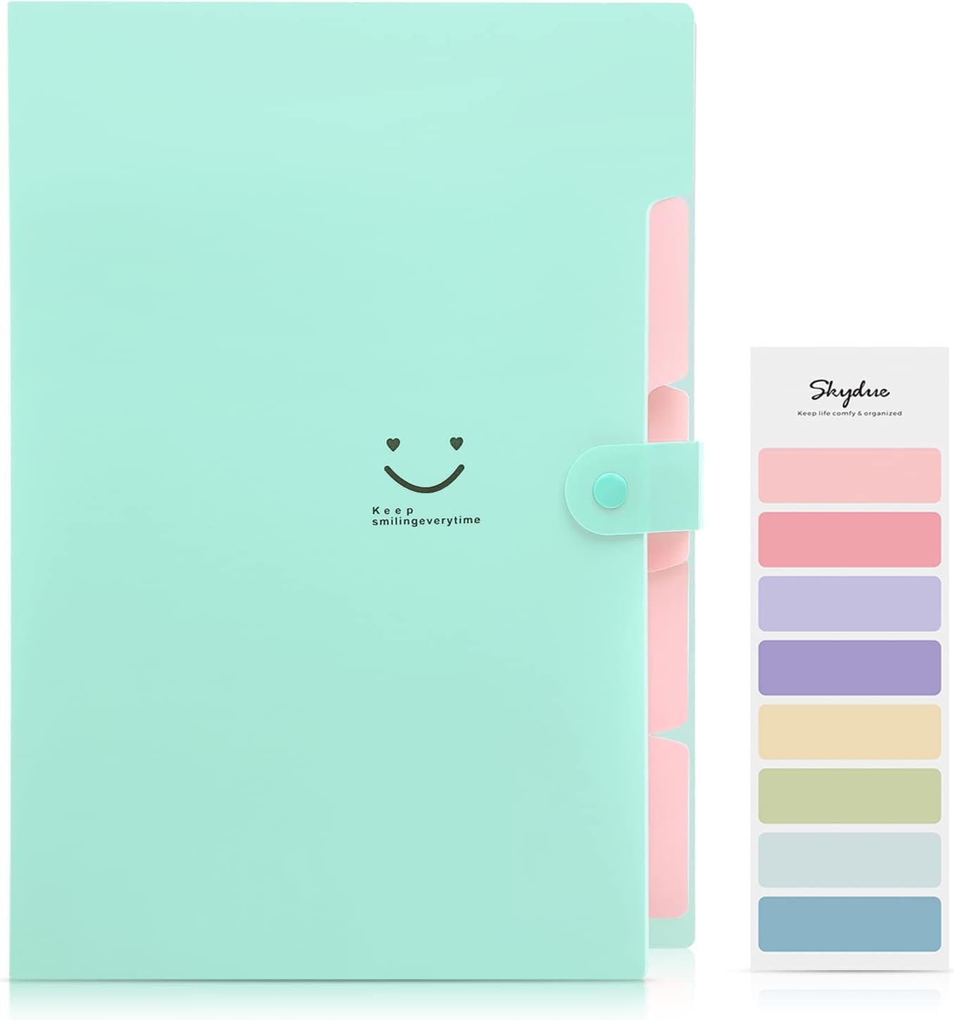 SKYDUE A4 Document Folder, Expanding Folder A4 with Compartments, Post Folder Organiser Folder A4, Organiser Folder 4 for Home, Office, School and Travel, Back to School (Green)