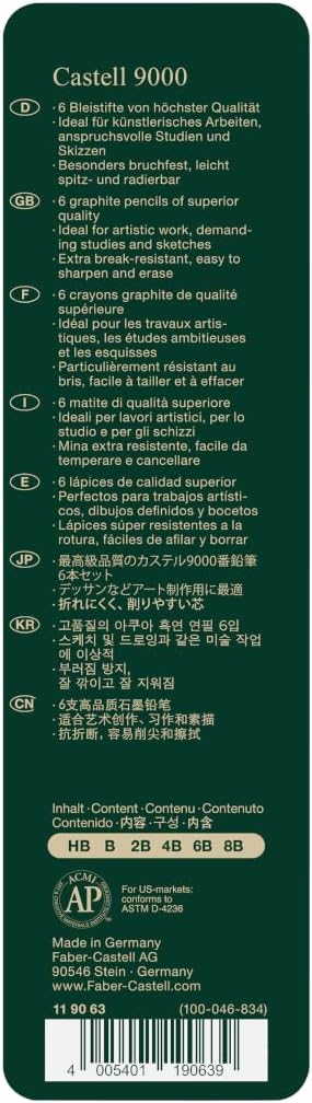 FABER-CASTELL 119063 Set of 6 Castell 9000 Graphite Pencils in Case, Green – Bild 3