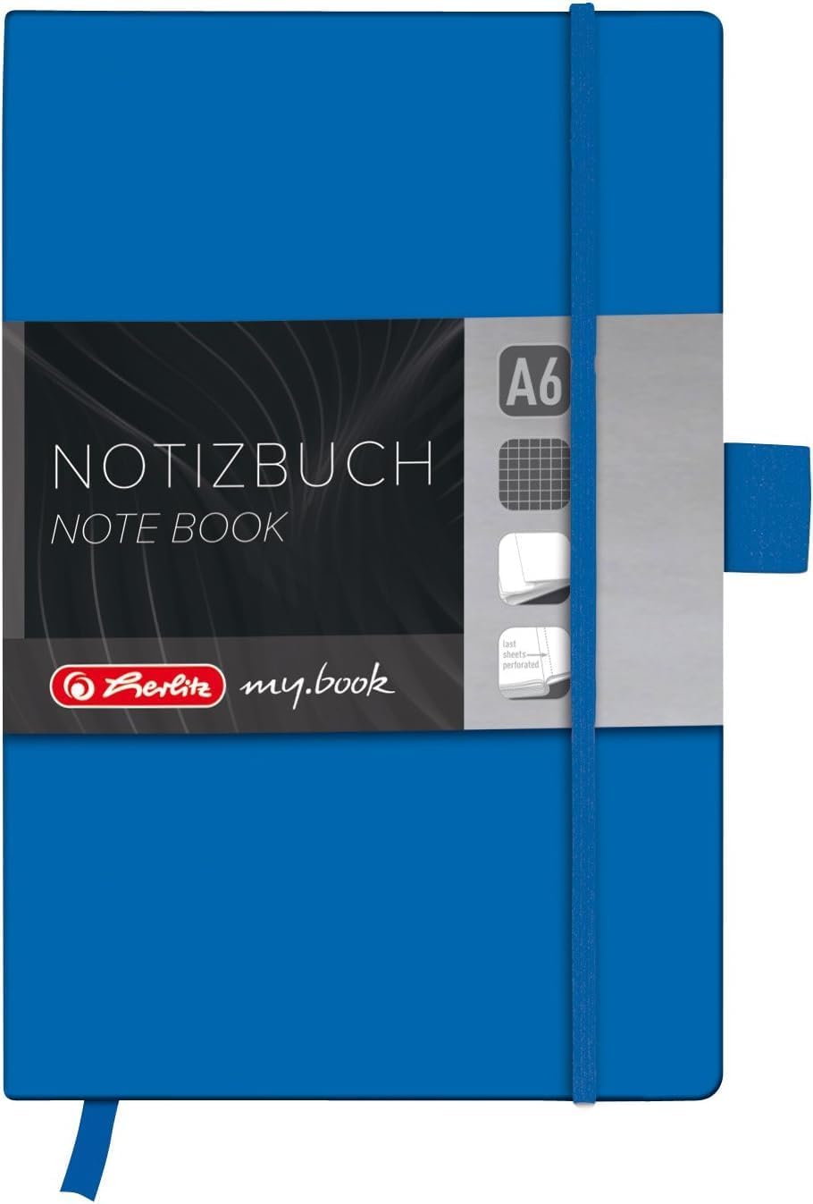 Herlitz A5 Squared My Book Classic Hardcover Notebook with Book Ribbon and Pen Loop - Blue