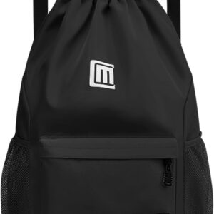 Gym Bag Drawstring Waterproof Sports Bag, Large Drawstring Bag with Mesh Pockets, Water, Waterproof Nylon Bag with Drawstring, Gym Bag Women Men for Sports Swimming, Purple