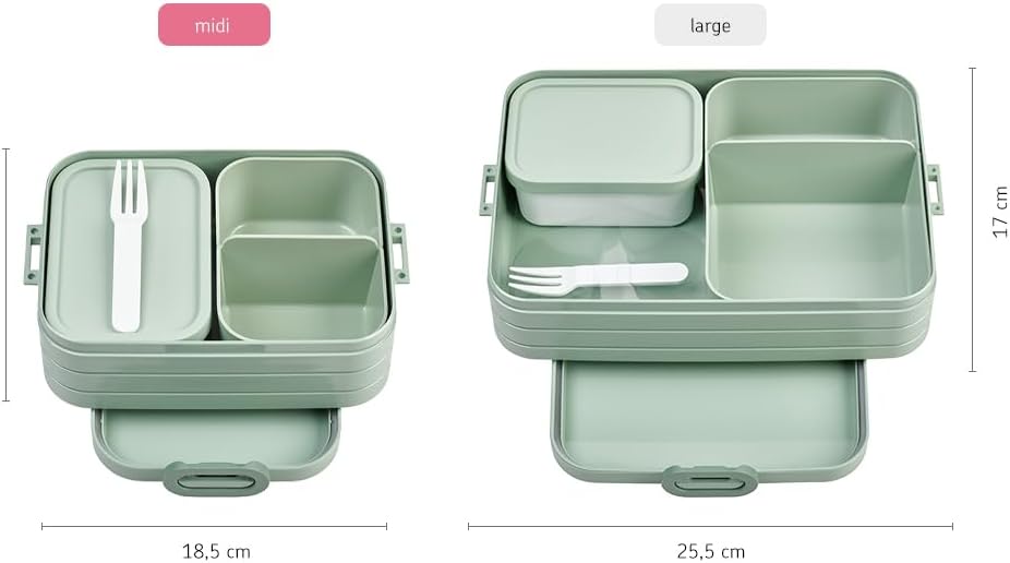 Mepal Midi Lunch Box with Bento Box for 2 Sandwiches or 4 Slices of Bread, for Small Snacks and Leftovers, Adult Lunch Box, Food Box with Compartments, Nordic Sage – Bild 6
