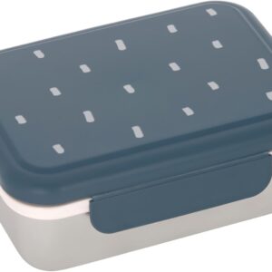 LÄSSIG Children’s Lunch Box, Stainless Steel Breakfast Box, Sustainable, for Nursery, School, Happy Prints Midnight Blue