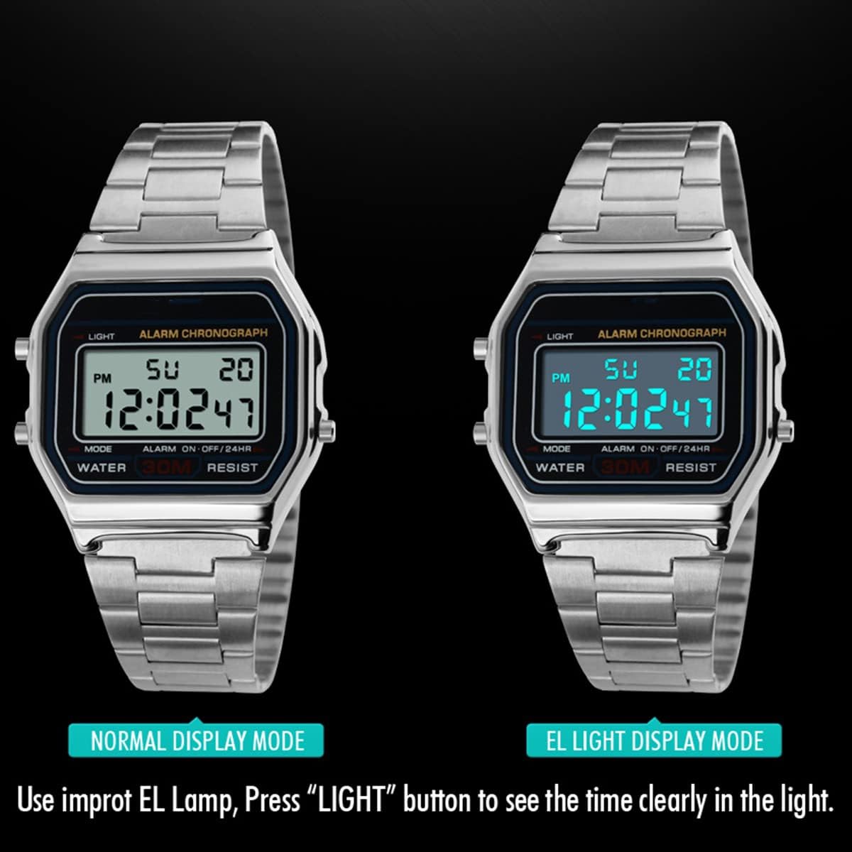 Luxuriöse Business-Armbanduhr, 30 m, wasserdicht, Edelstahl, Sportuhr, Digitaluhr – Bild 4