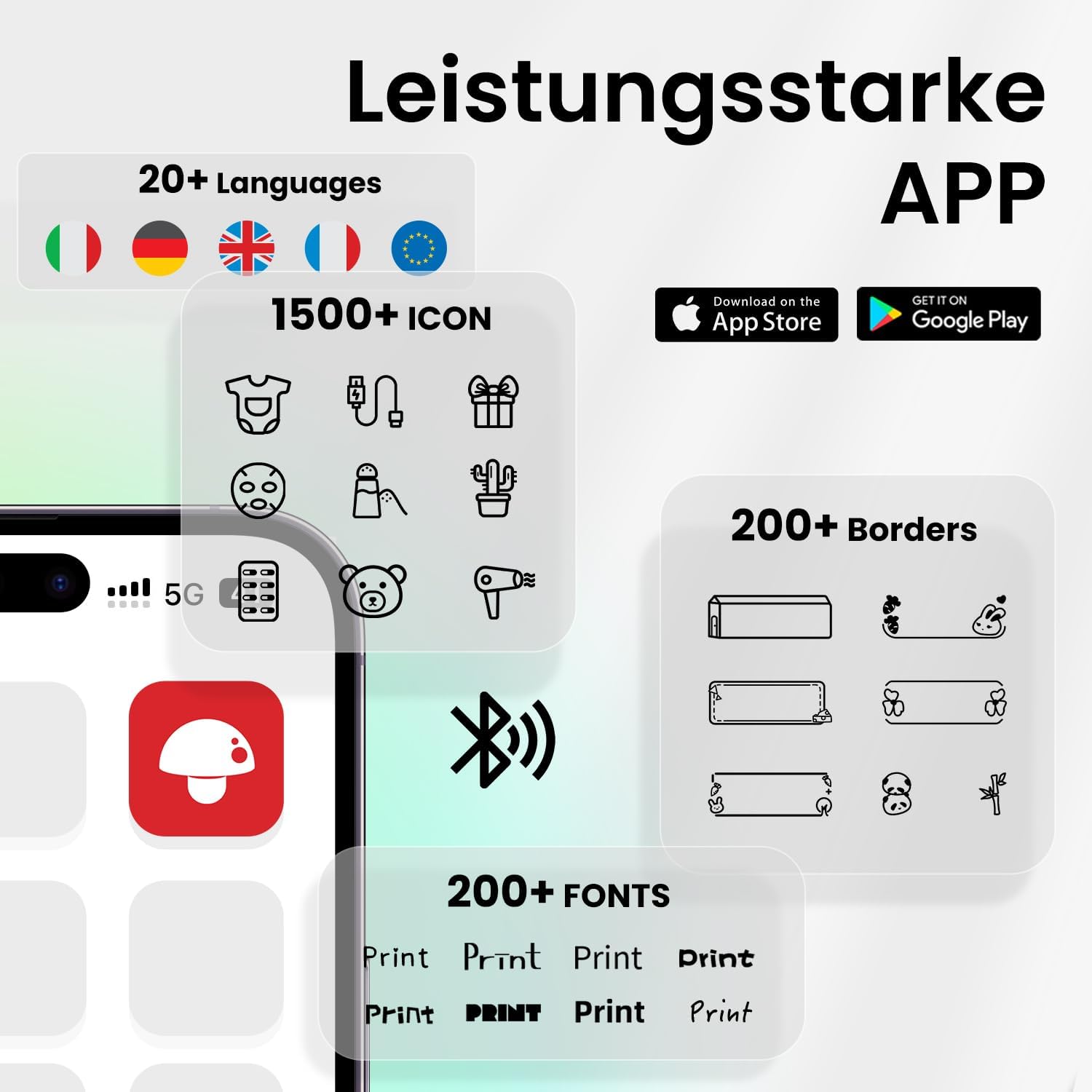 Phomemo D30 Bluetooth Labelling Device, Portable Label Printer, Self-Adhesive Label Maker for School, Family, Office, Kitchen, Thermal Wireless Labeling Device for iOS/Android, Grey – Bild 7