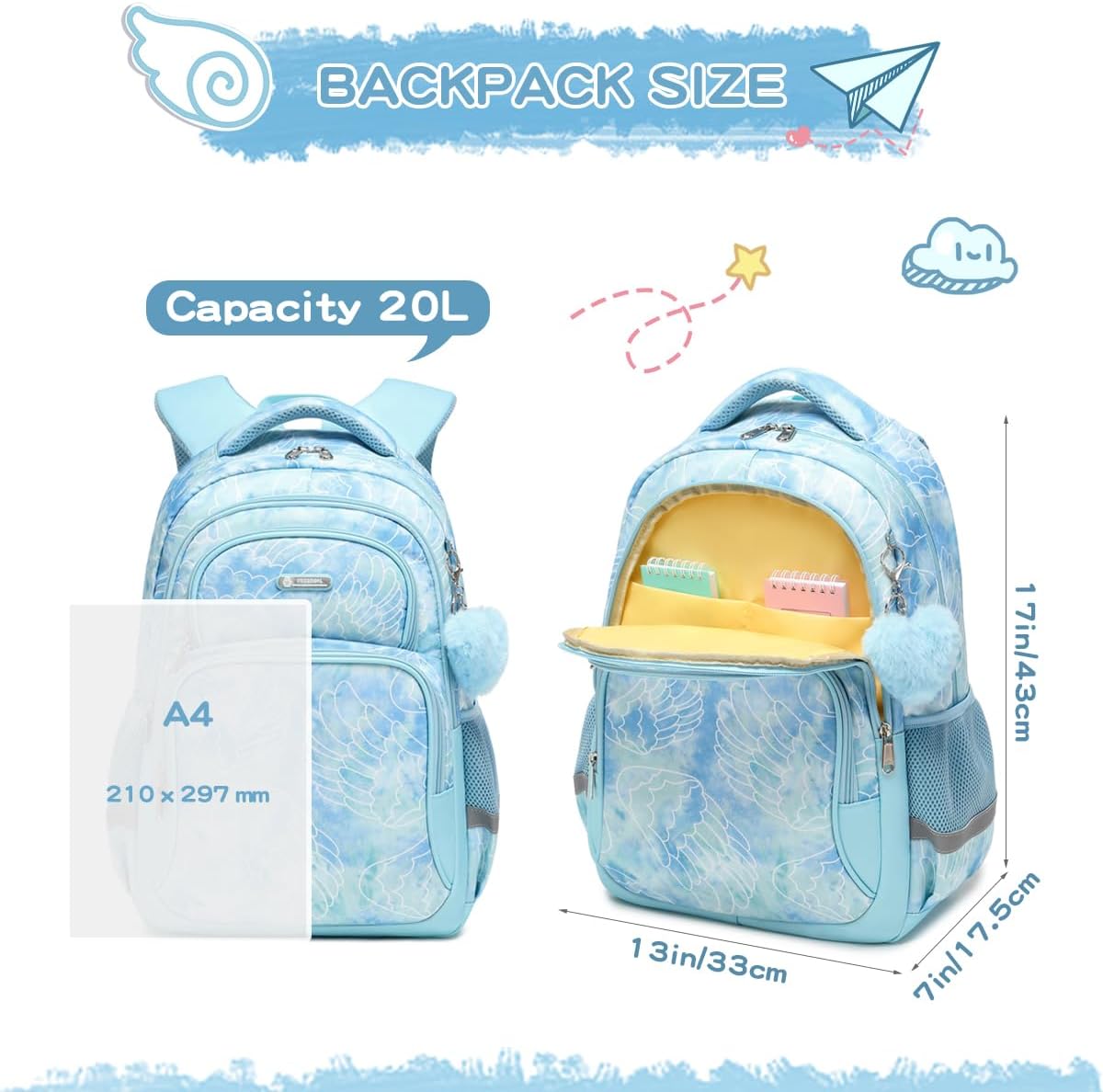 Cusangel School backpack for boys, children's backpacks with chest strap children, large capacity primary school backpack, backpack, from 1-7th grade girls – Bild 6