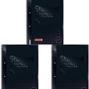 Brunnen 1067928190 Student Colour Code Notepad (A4 Squared, Line Style 28, 90 g/m², 80 Sheets) Black (Pack of 3)