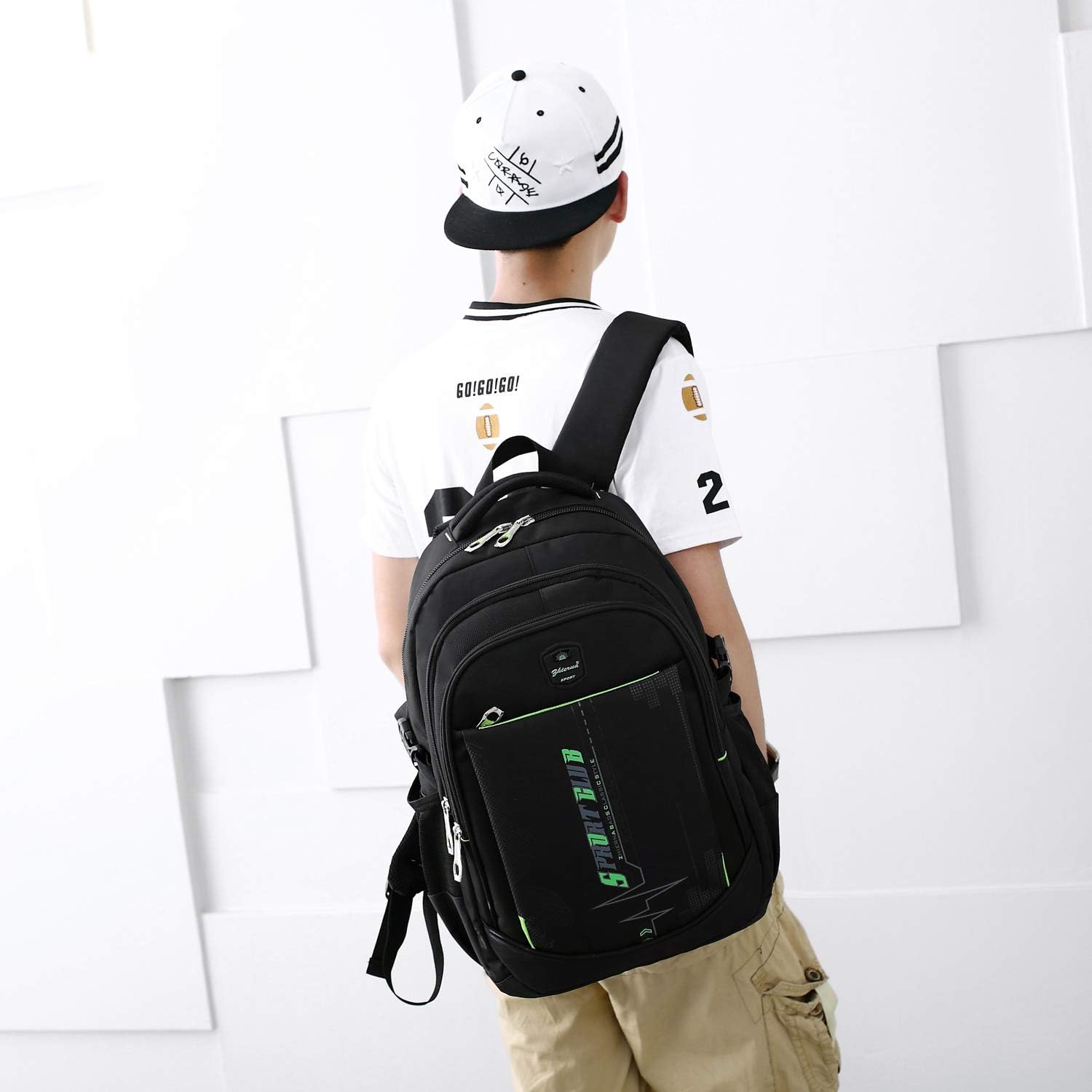 Backpack School Backpack Boys Teenager School Bag School Bag Laptop Bag Multifunctional Daypack Water-Repellent Bookbag Backpack Children's Backpack for School Travel, black blue, L, Rucksack – Bild 7