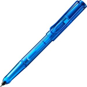 Lamy Balloon Rollerball Pen 311 Fully Transparent Rollerball Pen in Blue with Distinctive Grip and Powder-Coated Metal Clip with Rollerball Cartridge Line Width B