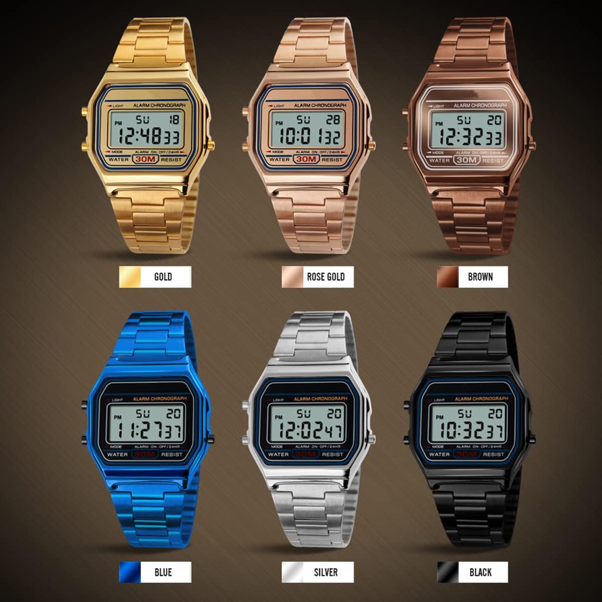 Luxuriöse Business-Armbanduhr, 30 m, wasserdicht, Edelstahl, Sportuhr, Digitaluhr – Bild 7