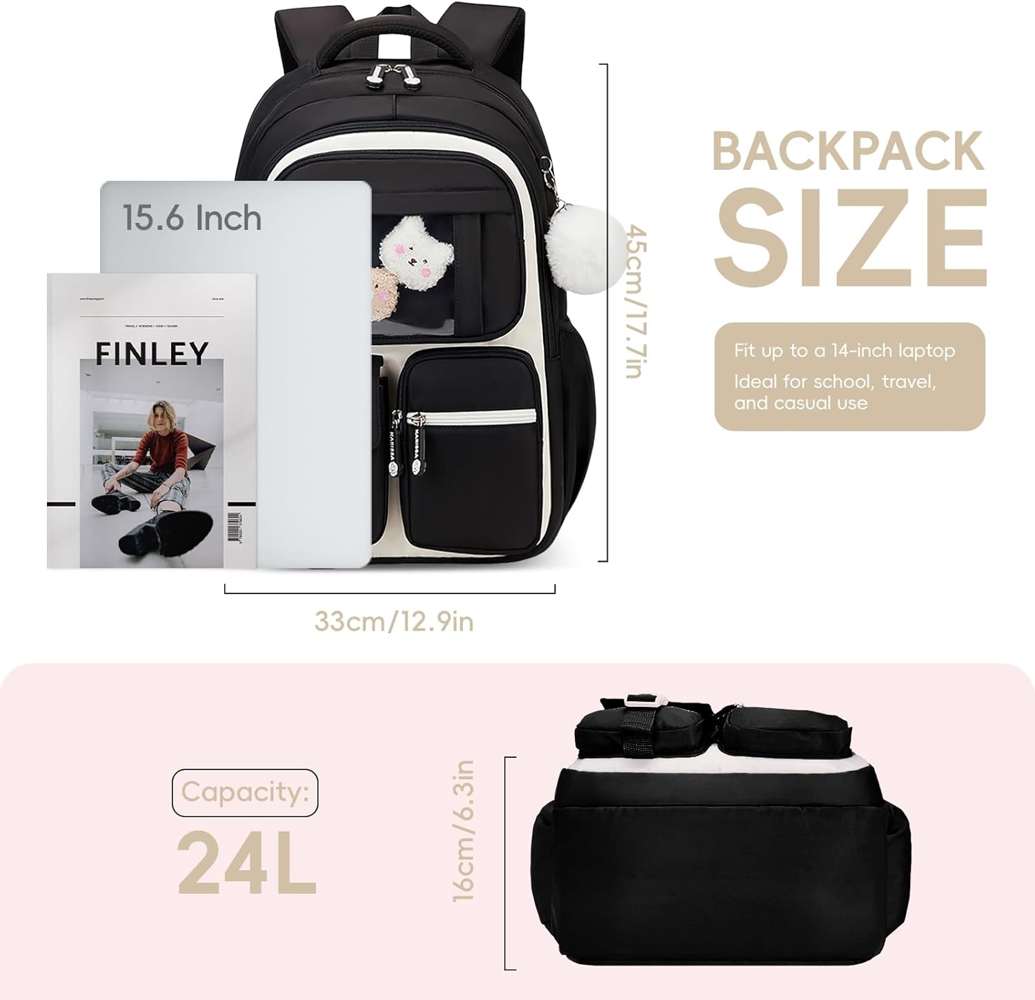 School Bag Girls Backpack School Girls Breathable School Backpack for Girls 1st - 5th Grade Casual School Bag Kids for Primary School Middle School – Bild 3