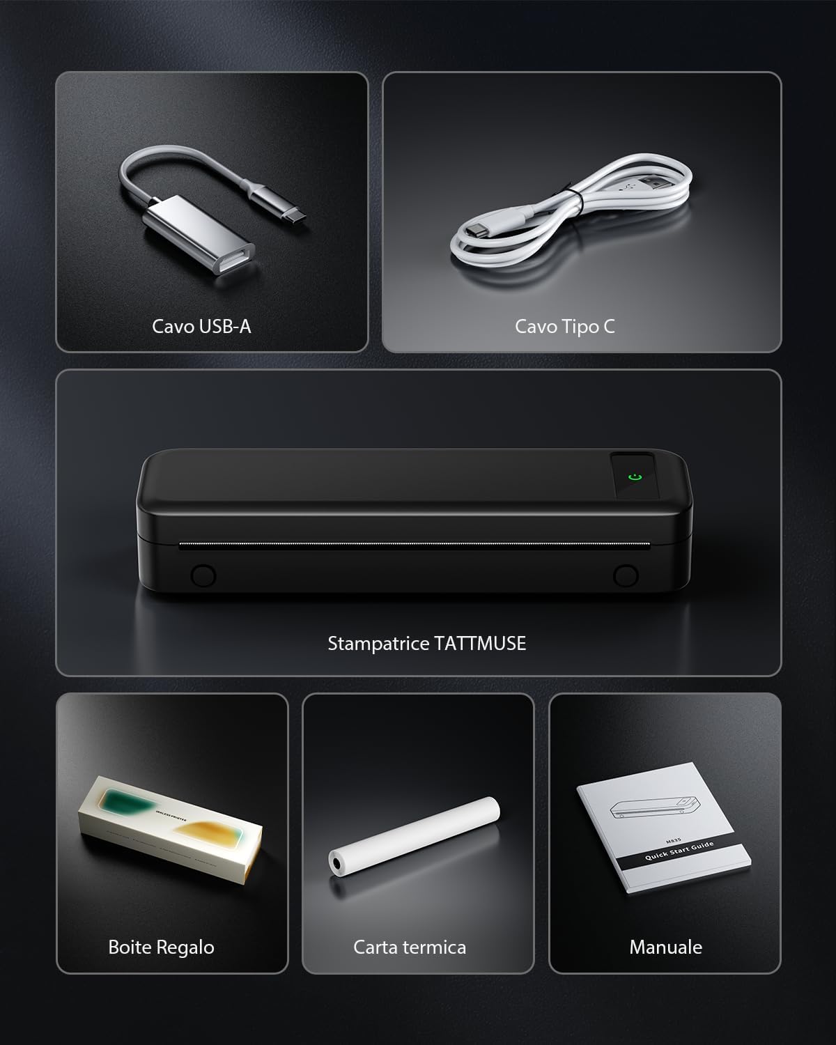 TATTMUSE Thermal Printer A4, 300DPI Bluetooth Mobile Printer, Bills, Receipt Printer, Learning, Portable Printer Compatible with Phone, Laptop, Monochrome Travel Printer, Thermal Paper Only, Black – Bild 8