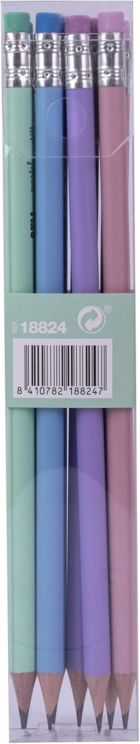 APLI Pack of 8 Pastel Graphite Pencils HB with Eraser 18824 – Bild 2
