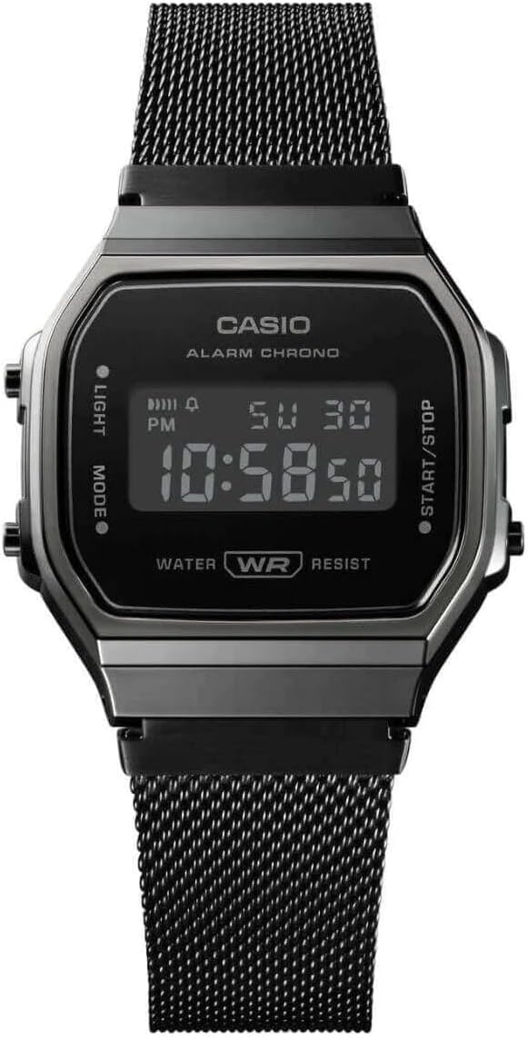 Casio A168WEMB-1BEF Unisex Quartz Watch, 37.00 mm Case Size with Black Digital Dial and Black Metal Strap, black, A168WEMB-1BEF – Bild 2