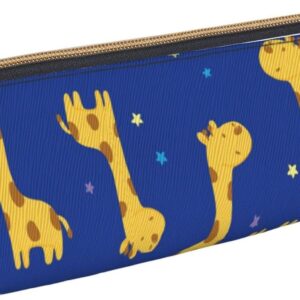 Cute Cartoon Giraffe Pattern Pencil Case Triangle Pencil Case Portable Pencil Case Leather Organizer with Zipper Cosmetic Bag, White, Bag organiser