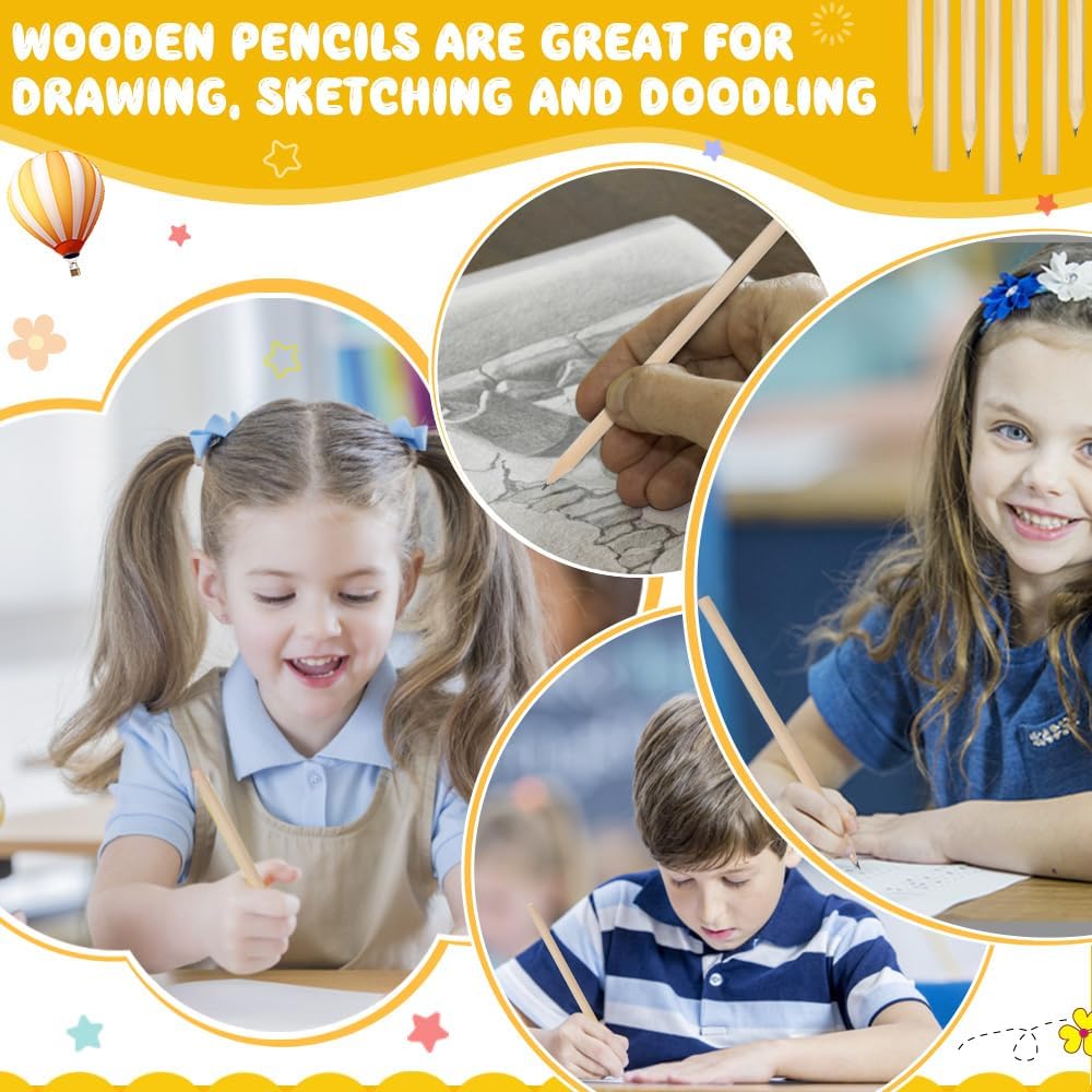 Pack of 60 HB Wooden Pencils Natural Wood Pencils Natural 17.7 cm x 0.7 cm Wooden Pencils HB Pencil Set Wooden Pencil Graphite Pencils for Students Office School Supplies – Bild 6