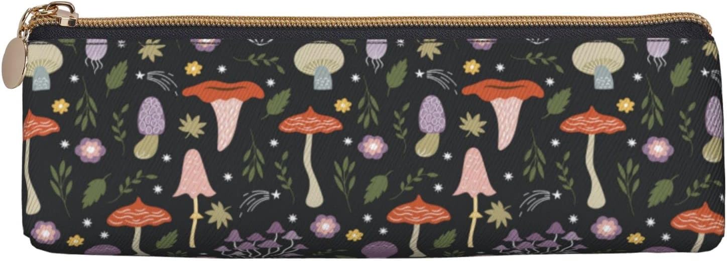 Mushroom Pencil Case, Triangle Pencil Case, Portable Pencil Case, Leather Organizer with Zipper, Cosmetic Bag, White, Bag organiser – Bild 2