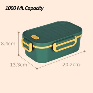 Small Lunch Box Adult Lunch Box with Compartments, 1000 ml Lunch Box Leak-Proof Lunch Box Adult Lunch Box for Men Women, 2-Layer Breakfast Box, Bento Box (Green)