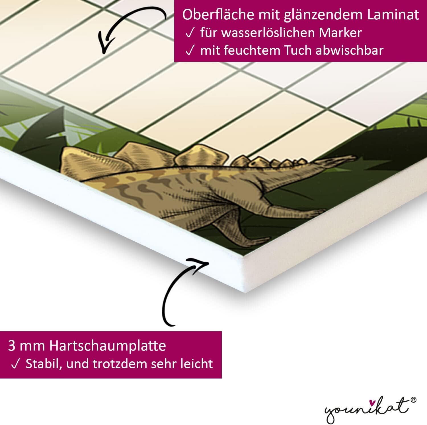 younikat Timetable Wipe Clean for Hanging I Dinosaur I Includes Pen Rewritable I School Gift Dino I dv1072 – Bild 4