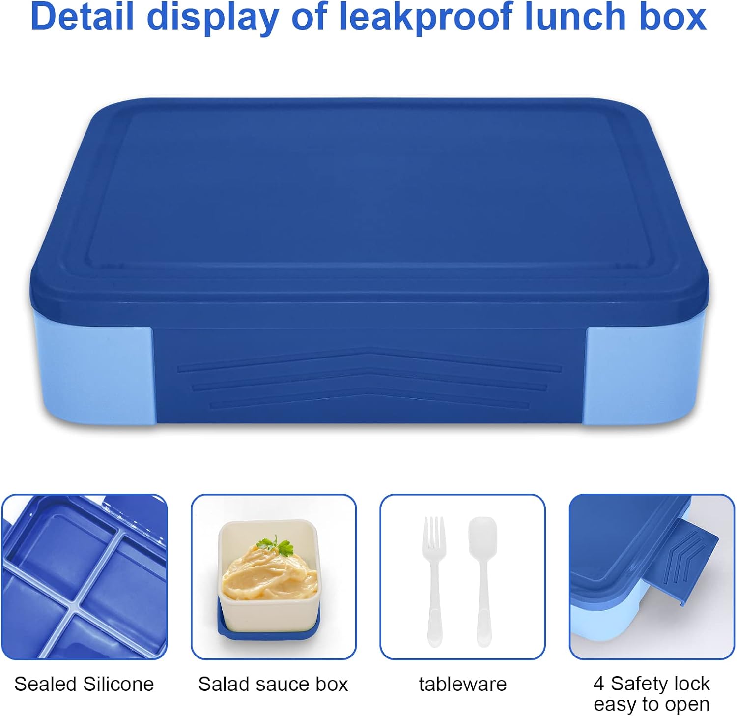 IJIAMY Children's Lunch Box with Compartments, Bento Box Children, Leak-proof Lunch Box for Girls and Boys, Snack Box, Perfect for School, Nursery & Trips – Bild 2