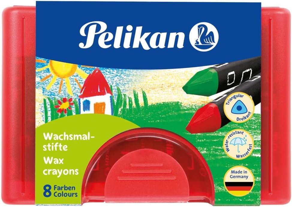 Pelikan 722942, Wax Crayons Waterproof, Triangular, 8 Pieces