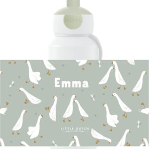 Mepal Little Dutch Pop-up Campus Drinking Bottle - Personalised Water Bottle with Name for Children - Leak-proof Bottle for School - BPA Free & Dishwasher Safe - 400 ml - Little Goose