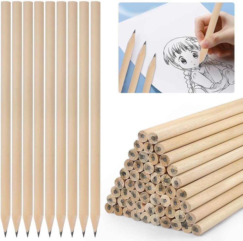Pack of 60 HB Wooden Pencils Natural Wood Pencils Natural 17.7 cm x 0.7 cm Wooden Pencils HB Pencil Set Wooden Pencil Graphite Pencils for Students Office School Supplies – Bild 8
