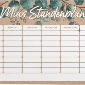 Herz & Heim® Personalised Eucalyptus Magnetic Timetable with Leaves Design for School, Study etc